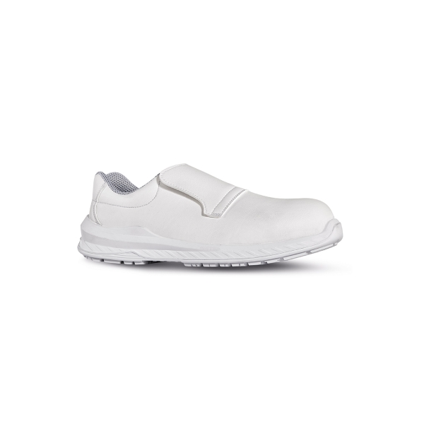 Upower Madrid O ESD Calzado de Seguridad sin Cordones - Talla 43 - Parte Superior Hidrofuga y Transpirable, Suela Antideslizante, Puntera Ultraligera, Proteccion S2 FO SR - Color Blanco