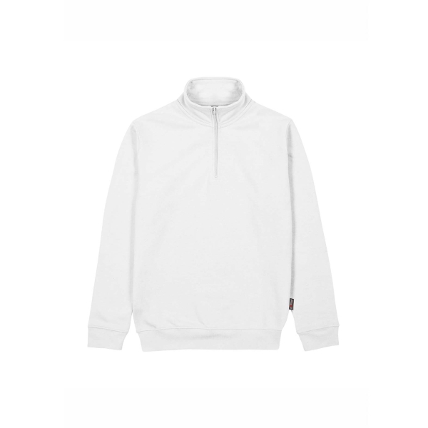 Upower Tautra Sudadera de Trabajo Confortable y Duradera - Talla M - Polialgodon Perchado, Media Cremallera, Cuello Ajustable, Puños Canale Elastico, Proteccion DPI1 - Color Blanco