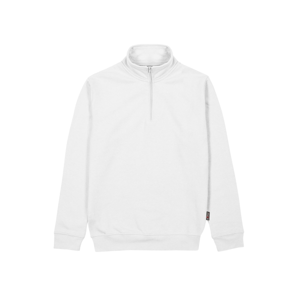 Upower Maui Sudadera con Media Cremallera - Talla XL - French Terry de Algodon y Poliester, Transpirable y Duradera, Puños y Dobladillo Elasticos, Mangas Ranglan, Costuras Pespunteadas - Color Blanco