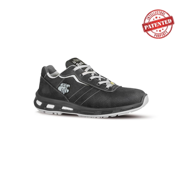 Upower Club S ESD Calzado de Seguridad Bajos - Talla 40 - Cuero Nubuck Resistente, Puntera de Aluminio, Proteccion Hidrofuga, Antiarrugas, Antideslizante, Suela de Poliuretano, Clase S3S CI FO SR - Color Gris Oscuro