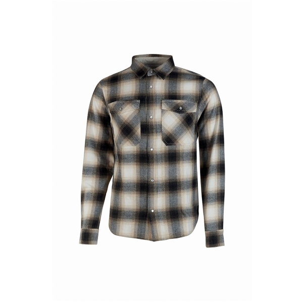 Upower Cedar Camisa de Trabajo Hombre - Talla 2XL - Alto Rendimiento Termico, Franela Suave a Cuadros, Bolsillos con Botones Perlados, Proteccion DPI1, Diseño con Pliegues en el Dorso - Color Chocolate