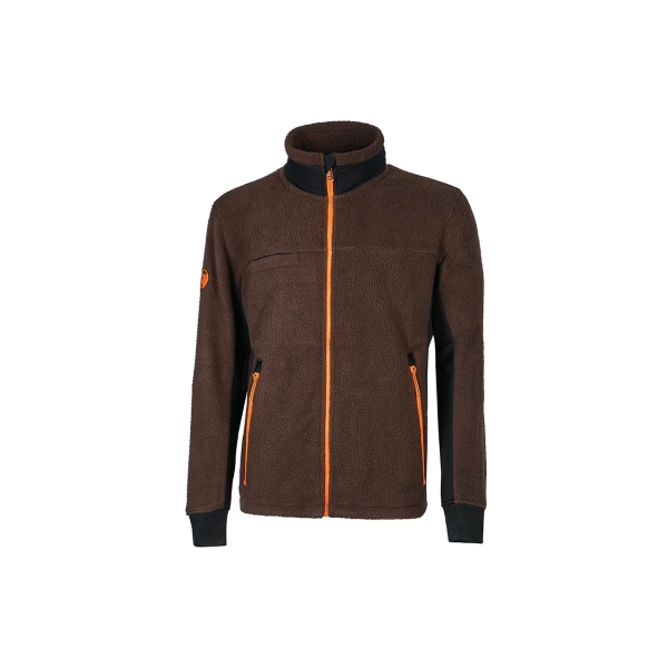 Upower Bark Chaqueta de Felpa Osito - Talla XL - Aislamiento Termico Pelo Alto, Insertos Elastizados, Multiples Bolsillos con Cierre, Proteccion DPI1, Cordon Anti-Enredo Regulable - Color Chocolate