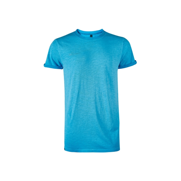 Upower Fluo Camiseta de Manga Corta - Talla L - Algodon Flameado, Tejido Transpirable, Ajuste Slim-Fit, Cuello Redondo Acanalado - Color Cyan Fluorescente