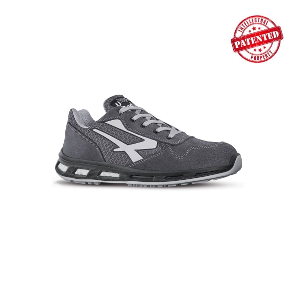 Upower Push S ESD Calzado de Seguridad Bajos - Talla 46 - Parte Superior de Nailon Ultraflexible y Gamuza Suave, Puntera de Aluminio, Suela Antideslizante, Proteccion S1PS FO SR - Color Gris