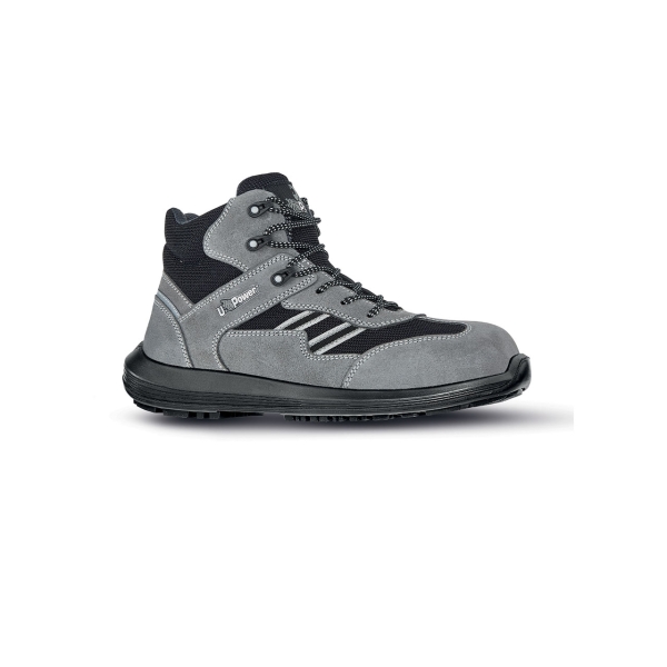 Upower Florida S Calzado de Seguridad Botines - Talla 35 - Empeine en Gamuza, Textile Ultrarrespirable, Puntal AirToe Composite, Antiperforacion, Antideslizante, Suela PU/PU, Proteccion S1PS FO SR - Color Gris