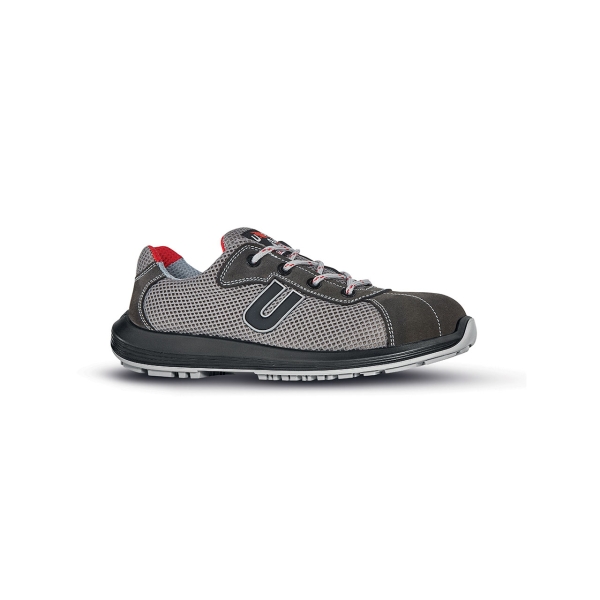 Upower Coal S Calzado de Seguridad - Talla 43 - Gamuza Perforada, Mesh Transpirable, AirToe Composite, Antiperforacion, Antideslizante, Suela PU/PU, Proteccion S1PS FO SR - Color Gris