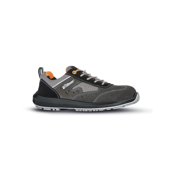 Upower Brezza S Calzado de Seguridad Bajos - Talla 36 - Airnet Gamuza, Mesh Transpirable, AirToe Composite, Antiperforacion, Antideslizante, Proteccion S1PS FO SR - Color Gris