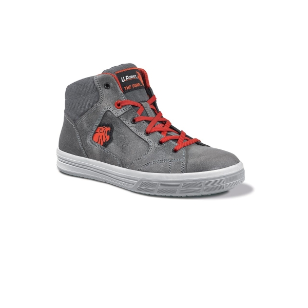 Upower Predator S Calzado de Seguridad Altos - Talla 44 - Empeine Piel Engrasada Hidrofuga, Puntal Aluminio Antipinchazos, Suelas Antideslizantes PU/PU, Proteccion S3S FO SR - Color Gris