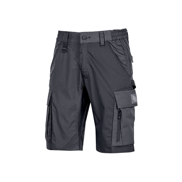 Upower Solaris Bermudas Cargo Funcionales - Talla 5XL - Tejido Ripstop Elastico, Multibolsillos, Detalles Reflectantes, Proteccion Lumbar, Cierre Antirayaduras, Porta Identificacion Oculto - Color Gris