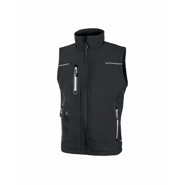 Upower Universe Chaleco Softshell Impermeable - Talla 2XL - Transpirable, Resistente al Viento, Forro Micropolar, Bolsillo Free Sound, Detalles Reflectantes, Proteccion DPI1 - Color Gris Asfalto
