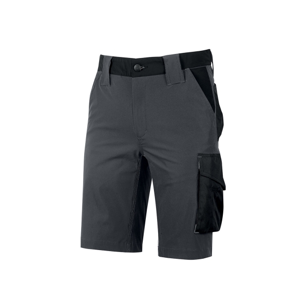 Upower Mercury Pantalon Corto de Alta Calidad - Talla L - Repelente al Agua, Transpirable, Secado Rapido, Multiples Bolsillos, Proteccion Lumbar, Slim Fit, DPI1 - Color Gris Asfalto