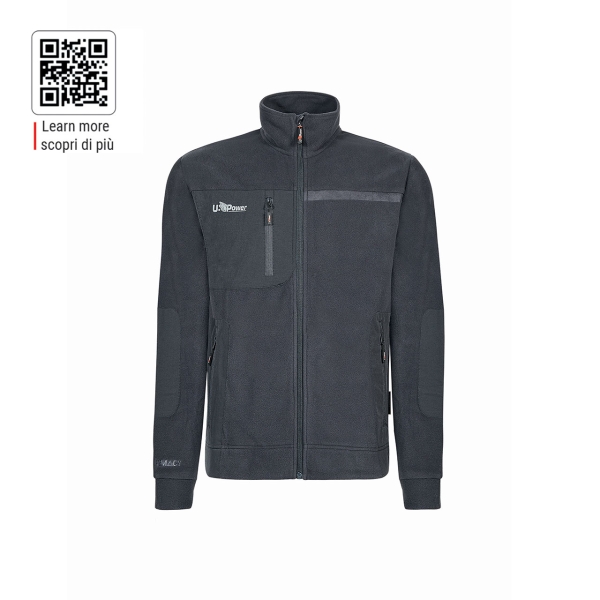 Upower Venus Sudadera Polar con Cremallera - Talla 4XL - Transpirable, Calida, Duradera, Acabados Hot Press, Bolsillos con Cierre, Proteccion DPI1 - Color Gris Asfalto