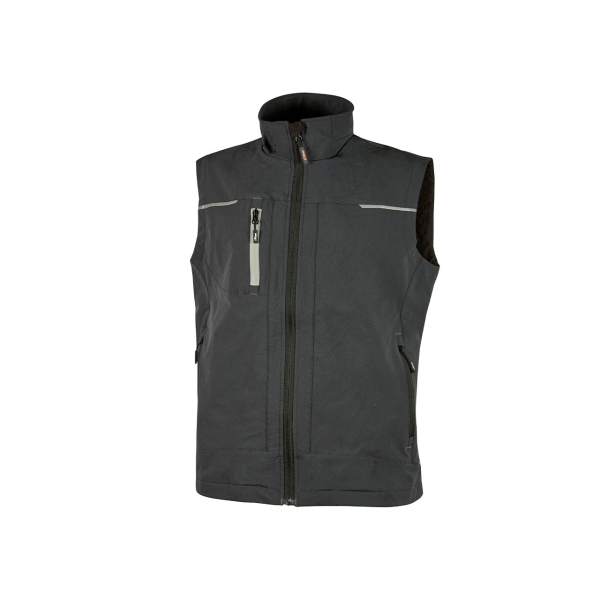 Upower Saturn Chaleco de Tela Resistente - Talla S - Suave, Repelente al Agua, Transpirable, Bolsillos Practicos, Detalles Reflectantes, Proteccion DPI1 - Color Gris Asfalto