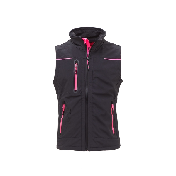 Upower Universe Lady Chaleco Softshell Impermeable - Talla XL - Transpirable, Resistente al Viento, Forro Micropolar, Bolsillo Free Sound, Detalles Reflectantes, Proteccion DPI1 - Color Gris Fucsia
