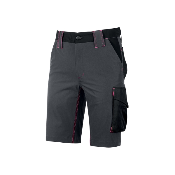 Upower Mercury Lady Pantalon Corto Elastico - Talla S - Repelente al Agua, Alta Transpirabilidad, Secado Rapido, Bolsillos Multifuncionales, Cintura Ajustable, Proteccion DPI1 - Color Gris Fucsia