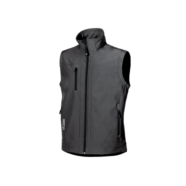 Upower Climb Chaleco de Trabajo Soft Shell - Talla XL - Tejido Elastico Transpirable, Resistente al Viento y Agua, Bolsillo para Movil con Cremallera, Proteccion DPI1 - Color Gris Meteorito