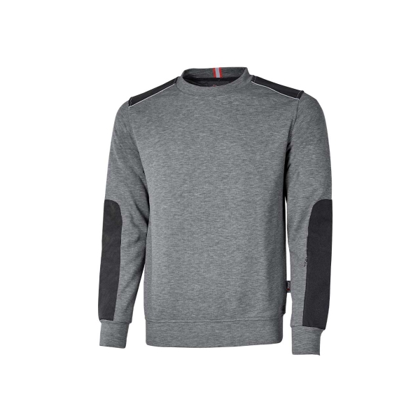 Upower Ryke Sudadera Cepillada Cuello Redondo - Talla S - Bolsillo Antebrazo, Refuerzos Antidesgaste, Elementos Reflectantes, Proteccion DPI1 - Color Gris Meteorito