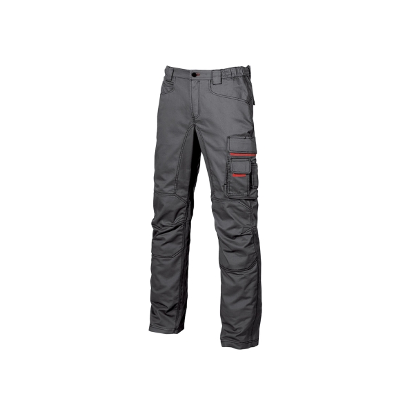 Upower Grin Pantalon de Trabajo con Forro de Franela - Talla 58 - Multiples Bolsillos, Refuerzos en Areas Clave, Cintura Ajustable, Proteccion DPI1, Costuras Reforzadas - Color Gris Meteorito