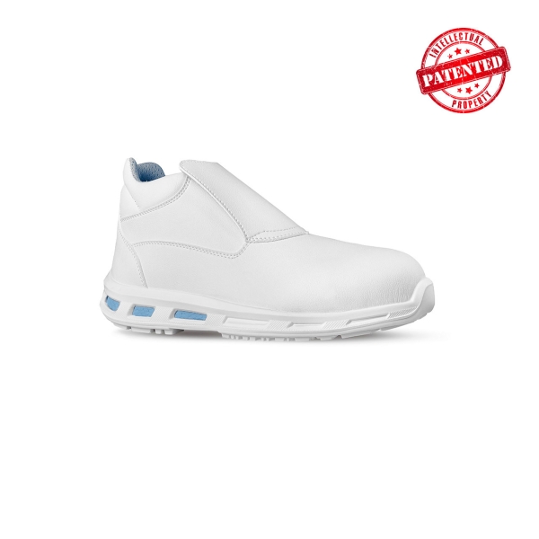 Upower Glace O Calzado de Seguridad Bajos - Talla 42 - Empeine New Safety Dry, Puntal de Composite, Antideslizante, Suela PU/PU, Proteccion S2 FO SR - Color Blanco
