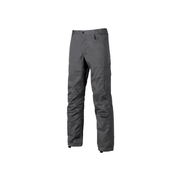 Upower Alfa Pantalon de Trabajo con Multiples Bolsillos - Talla 44 - Porta Martillo, Bolsillos para Rodilleras, Cintura Elastica, Proteccion DPI1 - Color Gris Meteorito