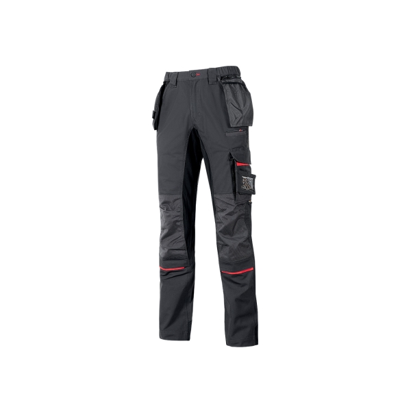 Upower Race Pantalon - Talla 64 - Multiples Bolsillos Desmontables, Refuerzos en Cordura, Detalles Reflectantes, Proteccion DPI1, Costuras Triples, Ajuste Ergonomico - Color Gris Meteorito