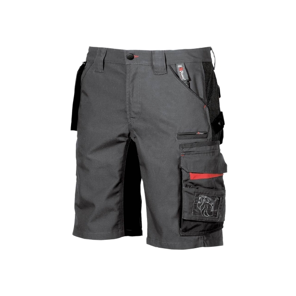 Upower Start Bermuda de Trabajo Funcional - Talla 64 - Bolsillos Desmontables, Compartimentos Multiples, Refuerzos Cordura, Detalles Reflectantes - Color Gris Meteorito