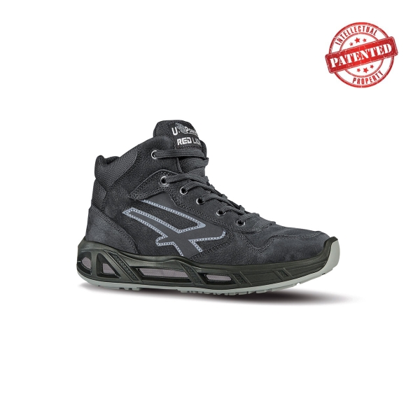 Upower Lift Carpet S ESD Calzado de Seguridad Altos - Talla 43 - Cuero Nubuck, Puntera de Aluminio, Hidrofugos, Antiarrugas, Antideslizantes, Proteccion S3S CI FO SR - Color Gris Oscuro