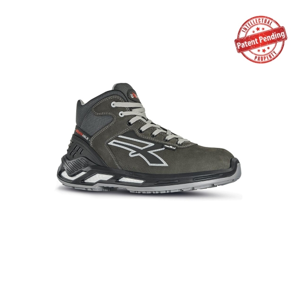 Upower Strike S ESD Calzado de Seguridad Altos - Talla 43 - Piel Nobuck Hidrorepelente, Puntera de Aluminio, Anti-Impactos, Antideslizante, Ligeros, Proteccion S3S CI FO SR - Color Gris Oscuro