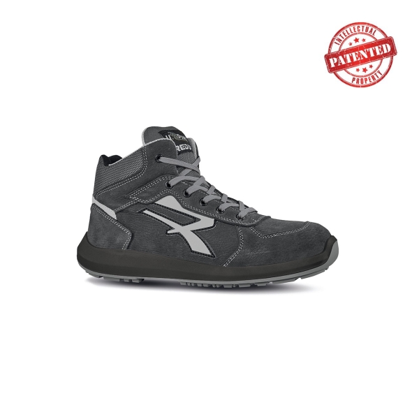 Upower Merak S ESD Calzado de Seguridad Altos - Talla 47 - Cuero Nubuck Resistente al Agua, Puntera de Aluminio, Suela PU/PU High Rebound, Antiarrugas, Hidrofugos, Antideslizantes, Proteccion S3S CI FO SR - Color Gris Oscuro