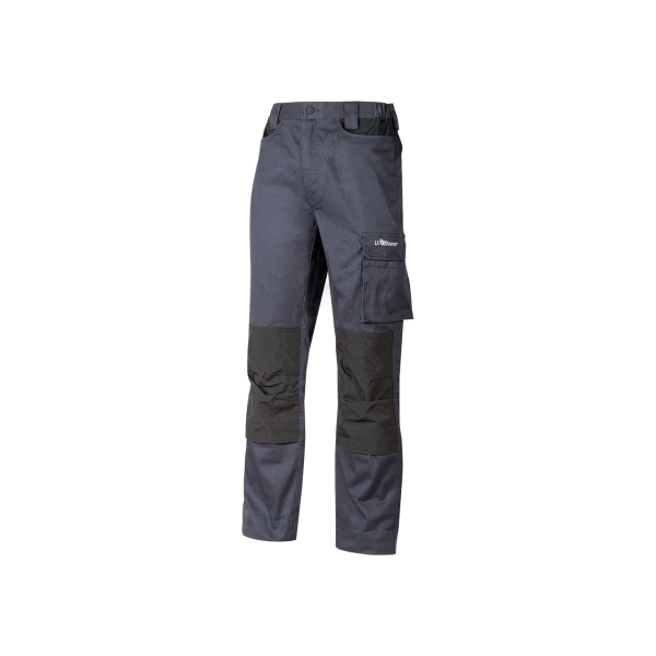 Upower Mallorca Pantalon de Trabajo con Algodon Elastico - Talla 3XL - Diseño Ergonomico, Cintura Elastica, Multiples Bolsillos, Refuerzos Estrategicos, Cinta Reflectante - Color Gris Oscuro