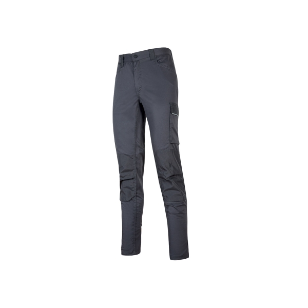 Upower Meek Pantalones Cargo Stretch - Talla 3XL - Bolsillos Multifuncionales, Refuerzos Poli-Oxford, Cinturilla Elastica, Perfiles Reflectantes, Proteccion Inferior, Ajuste Slim-Fit, Clase DPI1 - Color Gris Oscuro