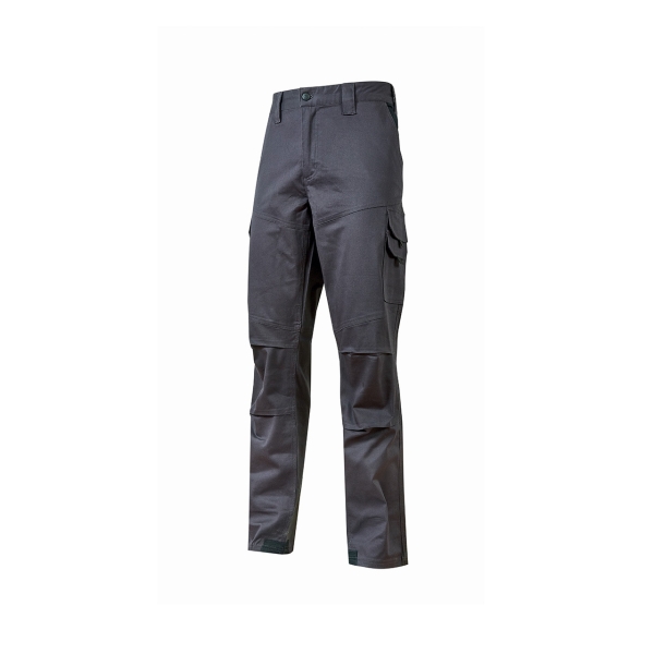 Upower Belgrado Pantalon de Trabajo Resistente - Talla 5XL - Comodidad y Funcionalidad, Tela Elastica, Multiples Bolsillos, Cintura Elastica, Proteccion Lumbar, Rodillas Preformadas - Color Gris Oscuro