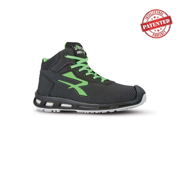 Upower Hard S ESD Calzado de Seguridad - Talla 39 - Puntera AirToe Aluminium, Antipinchazos, Parte Superior Repelente, Suela Infinergy, Proteccion S3S CI FO SR - Color Gris Oscuro/Verde