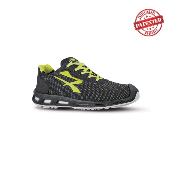Upower Prime S ESD Calzado de Seguridad - Talla 45 - Puntera AirToe Aluminium, Antipinchazos, Alta Resistencia a la Abrasion, Suela Infinergy, Proteccion S3S CI FO SR - Color Gris Oscuro/Verde