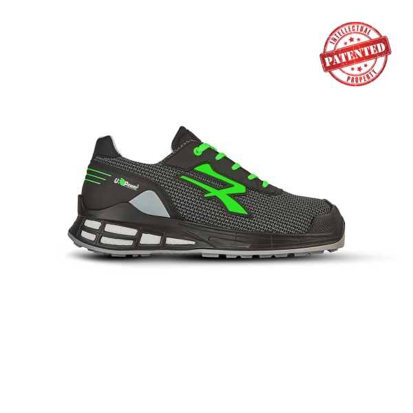 Upower Dakota S ESD Calzado de Seguridad - Talla 43 - Puntera AirToe Aluminium, Sistema Antiperforacion, Proteccion CI Contra el Frio - Color Gris Oscuro/Verde