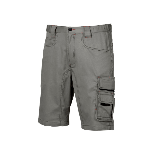 Upower Party Pantalon Corto Multifuncional - Talla 46 - Multiples Bolsillos, Cintura Ajustable, Costuras Triples, Proteccion DPI1, Cierre Cremallera con Boton Resistente - Color Gris Piedra