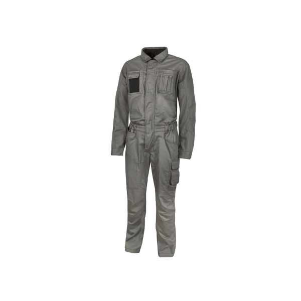 Upower Crisp Traje de Trabajo Resistente - Talla 54 - Comodidad y Funcionalidad, Cierre Bidireccional, Multiples Bolsillos, Puños Ajustables, Refuerzos en Codos y Rodillas, Proteccion DPI1 - Color Gris Piedra