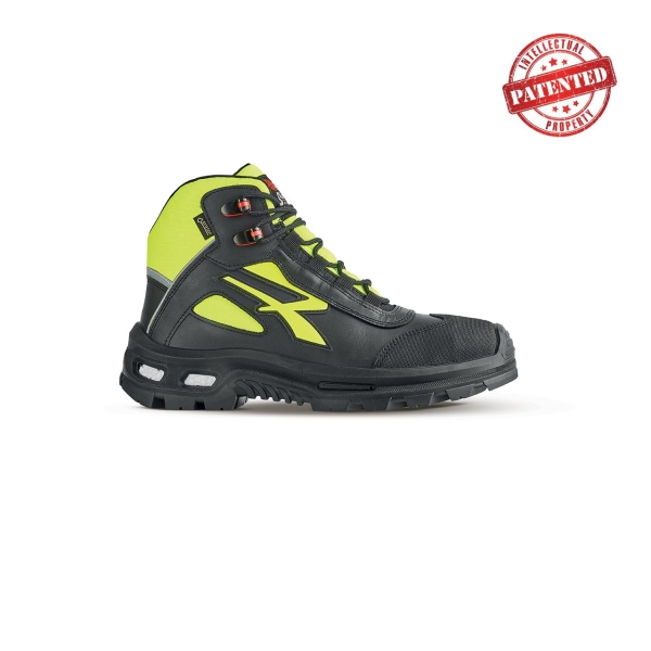 Upower Mind S 3 Zapato de Seguridad Alto - Talla 43 - Cuero de Grano Suave, Puntera en Compuesto, Forro Gore-Tex, Suela Infinergy, Proteccion S7S CI FO SR - Color Gris/Amarillo