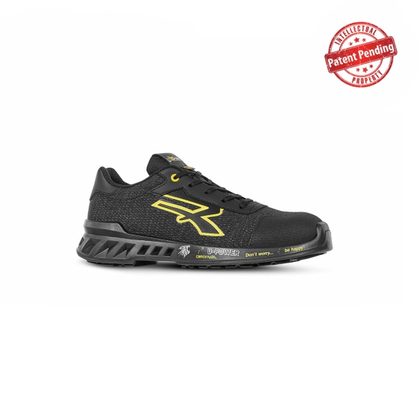 Upower Frank S ESD Calzado de Seguridad Ligeros - Talla 48 - Puntera AirToe Aluminium, Plantilla Antiperforacion, Suela Antideslizante, Transpirables, Proteccion S1PS FO SR - Color Gris/Amarillo