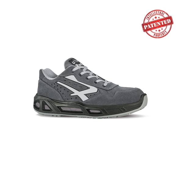 Upower Going Carpet S ESD Calzado de Seguridad Bajos - Talla 38 - Gamuza Perforada, Puntera de Aluminio, Antiarrugas, Antideslizante, Proteccion S1PS FO SR - Color Gris/Blanco