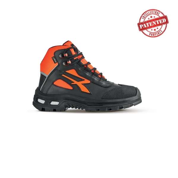 Upower Spirit S Zapato de Seguridad Alto - Talla 43 - Forro de Cuero de Grano Suave, Puntera Resistente a la Abrasion, Repelente al Agua, Forro Gore-Tex, Proteccion S7S CI FO SR - Color Gris/Naranja