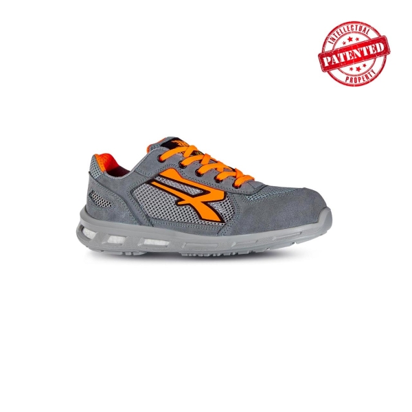 Upower Ultra S ESD Calzado de Seguridad - Talla 40 - Puntera AirToe Aluminium, Antipinchazos, Ligero y Transpirable, Suela Infinergy, Proteccion S1PS FO SR - Color Gris/Naranja