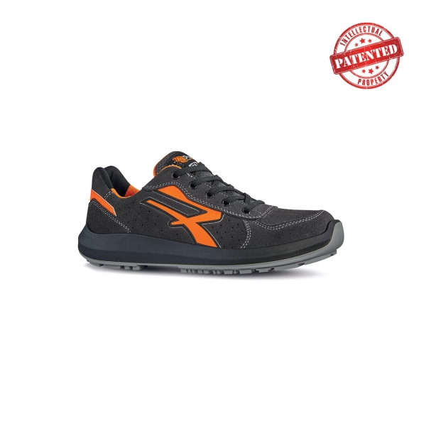 Upower Sirio S ESD Calzado de Seguridad Bajos - Talla 48 - Gamuza Perforada, Puntera de Aluminio, Antideslizante, Antiarrugas, Suela PU/PU High Rebound, Proteccion S1PS CI FO SR - Color Gris/Naranja