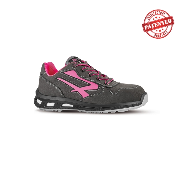 Upower Candy S ESD Calzado de Seguridad Bajos - Talla 37 - Cuero Nubuck Resistente al Agua, Puntera de Aluminio, Suela Antideslizante, Ligeros y Antiarrugas, Proteccion S3S CI FO SR - Color Gris/Rosa