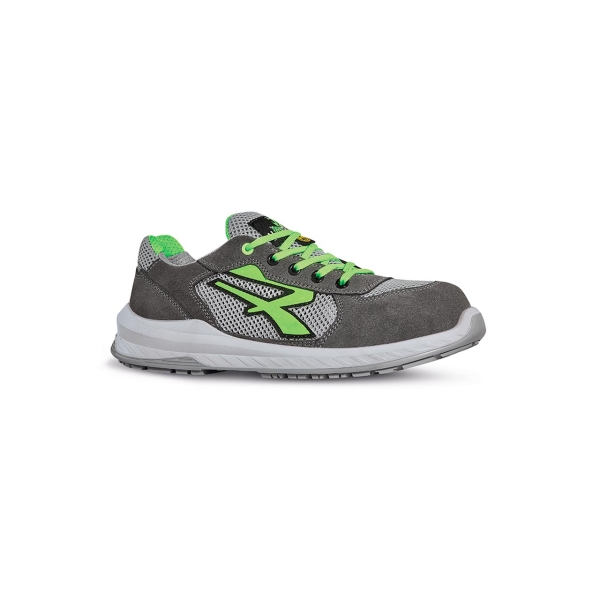 Upower Rio S ESD Calzado de Seguridad con Proteccion Integral - Talla 36 - Parte Superior de Red Ultrabreathable, Suela Antideslizante y Antiabrasion, Puntera Airtoe Composite, Clase S1PS FO SR - Color Gris/Verde