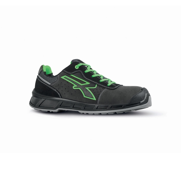 Upower Taylor S ESD Calzado de Seguridad Transpirables - Talla 42 - Gamuza Perforada, Punta Refuerzo Poliuretano, Anti-Perforacion, Antideslizantes, Plantilla Anatomica Antibacteriana - Color Gris/Verde
