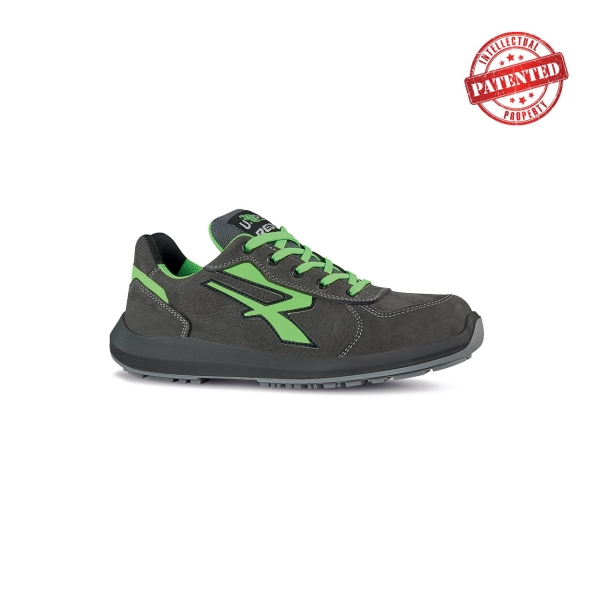 Upower Hydra S ESD Calzado de Seguridad Altos - Talla 45 - Cuero Nubuck Resistente al Agua, Puntera de Aluminio, Suela Antideslizante, Proteccion S3S CI FO SR - Color Gris/Verde