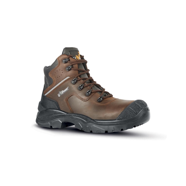 Upower Greenland UK S Calzado de Seguridad Botines - Talla 46 - Empeine Piel Hidrofugo, Refuerzo Poliuretano, AirToe Composite, Antiperforacion, Antideslizante, Suela PU/PU, Proteccion S3S FO SR - Color Marron