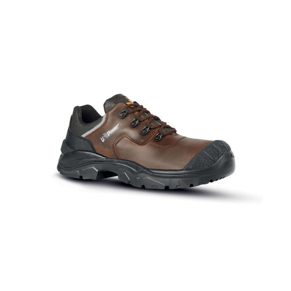 Upower Quebec UK S Calzado de Seguridad Bajos - Talla 45 - Empeine Piel Hidrofugo, Puntera AirToe Composite, Antideslizante, Antiperforacion, Proteccion S3S FO SR - Color Marron