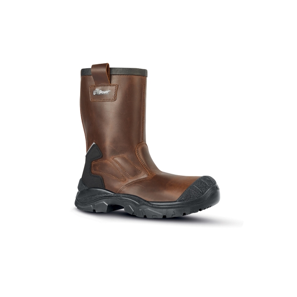 Upower Alaska UK S Calzado de Seguridad Botines - Talla 46 - Empeine Piel Pull-Up Hidrofugo, Forro Lana Ecologica, Puntera AirToe Composite, Antiperforacion, Antideslizante, Proteccion S3S CI FO SR - Color Marron